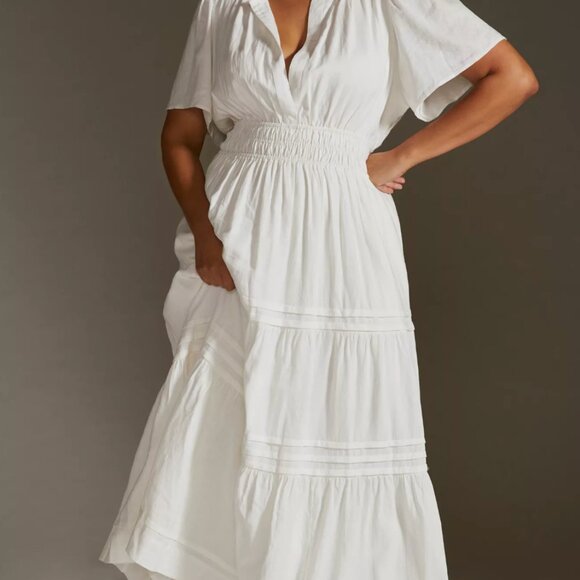 White Linen Anthropologie Somerset Maxi Dress - Picture 7 of 11